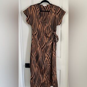 Stylish Black and Golden Brown Wrap Dress